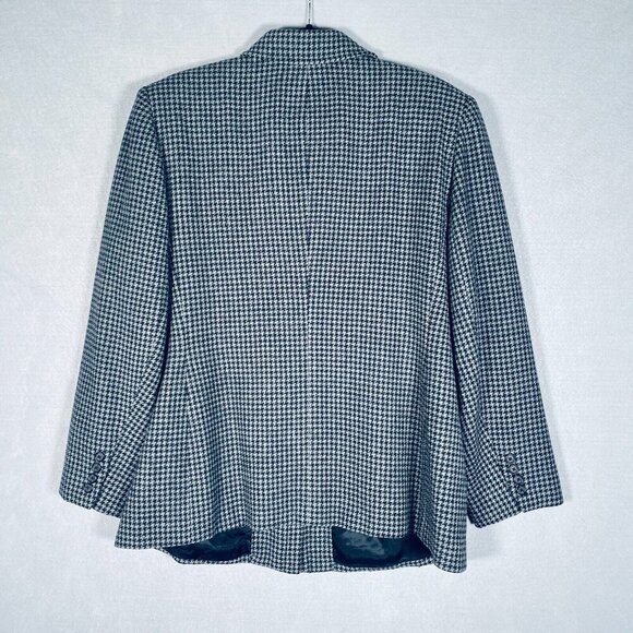 Lauren Ralph Lauren Jacket Womens 16W Gray Wool Full Zip Houndstooth Coat - Picture 8 of 13